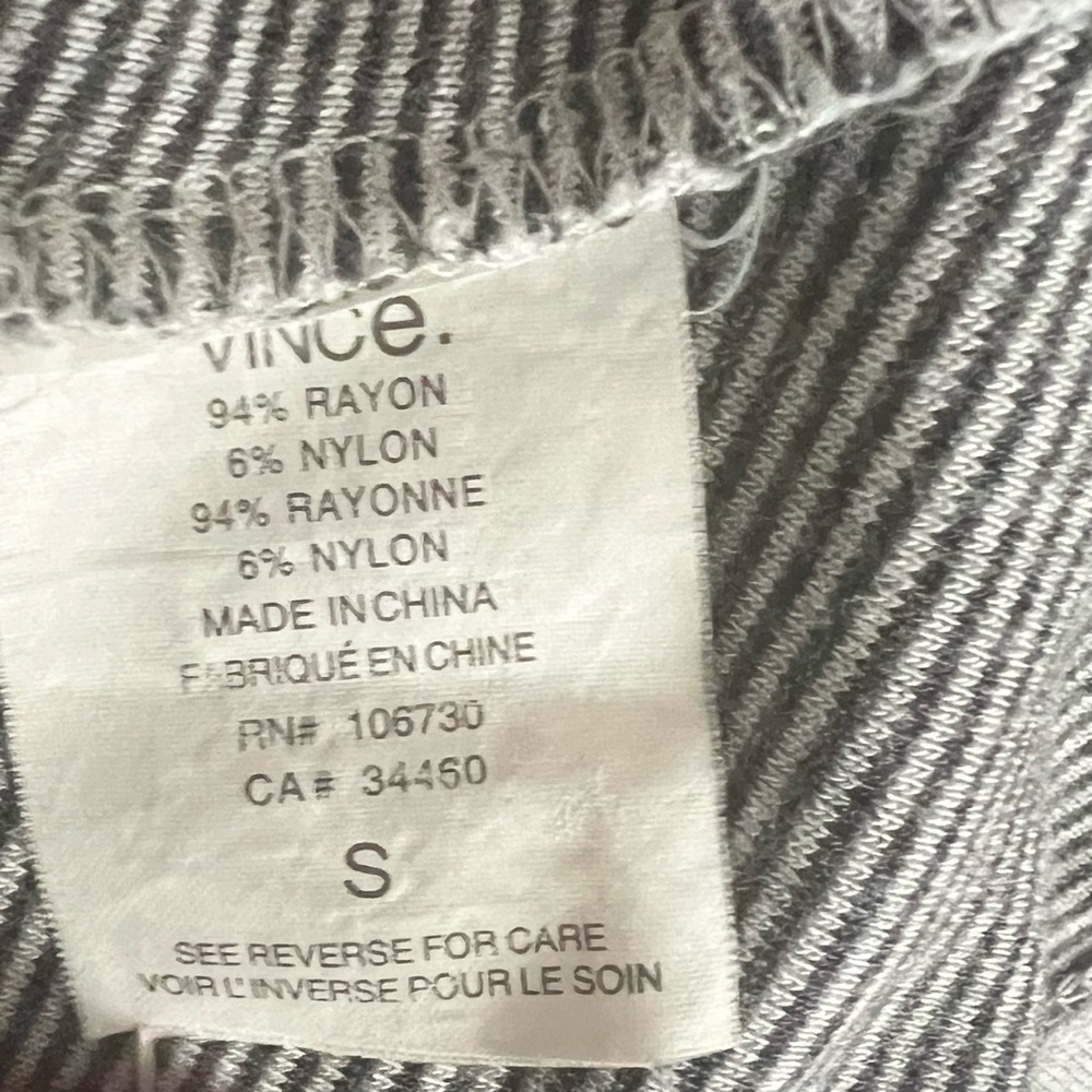 Vince Striped Boat Neck Preppy Top 3/4 Sleeve Casual Classic Grey/Blk SZ S - Picture 8 of 8